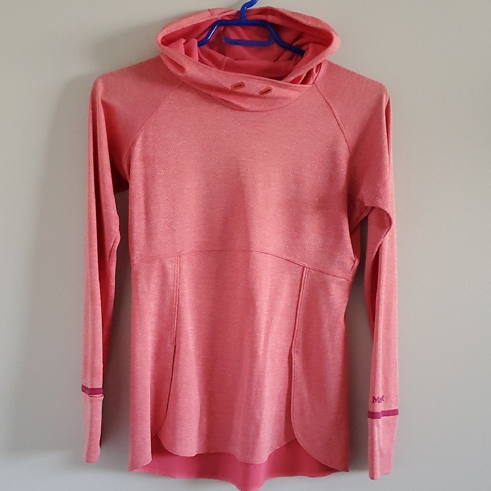 Marmot Coral Pink Hooded Long-Sleeve Pullover Sz XS Outdoors Hiking Running